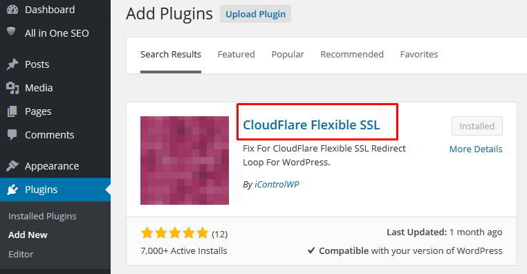 Cloud Flare Flexible SSL Option Step 2